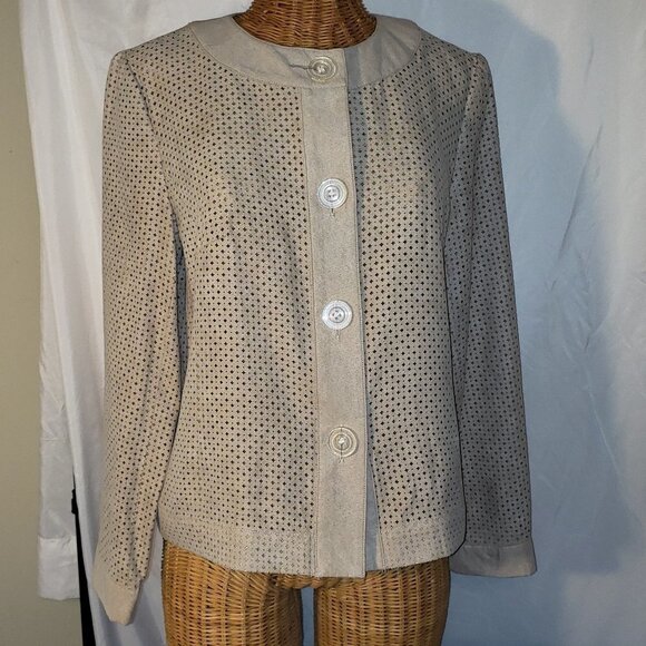 Ladies R.Q.T. Suede-like Jacket w/Diamond cutouts in Tan - S - Picture 1 of 5